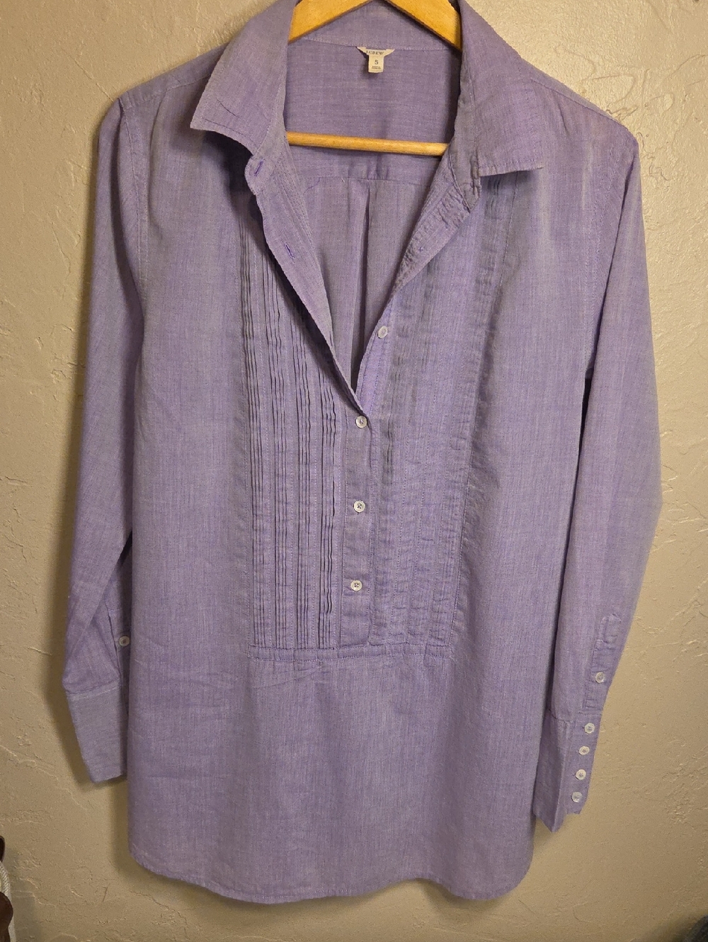 J. Crew Lavender Pintuck Popover Shirt Size S